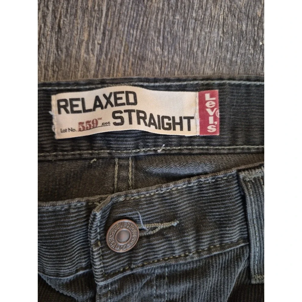 Levi's 559 Corduroy Trouser Pants Grey Cotton Relaxed Fit Straight Leg 33W x 34L